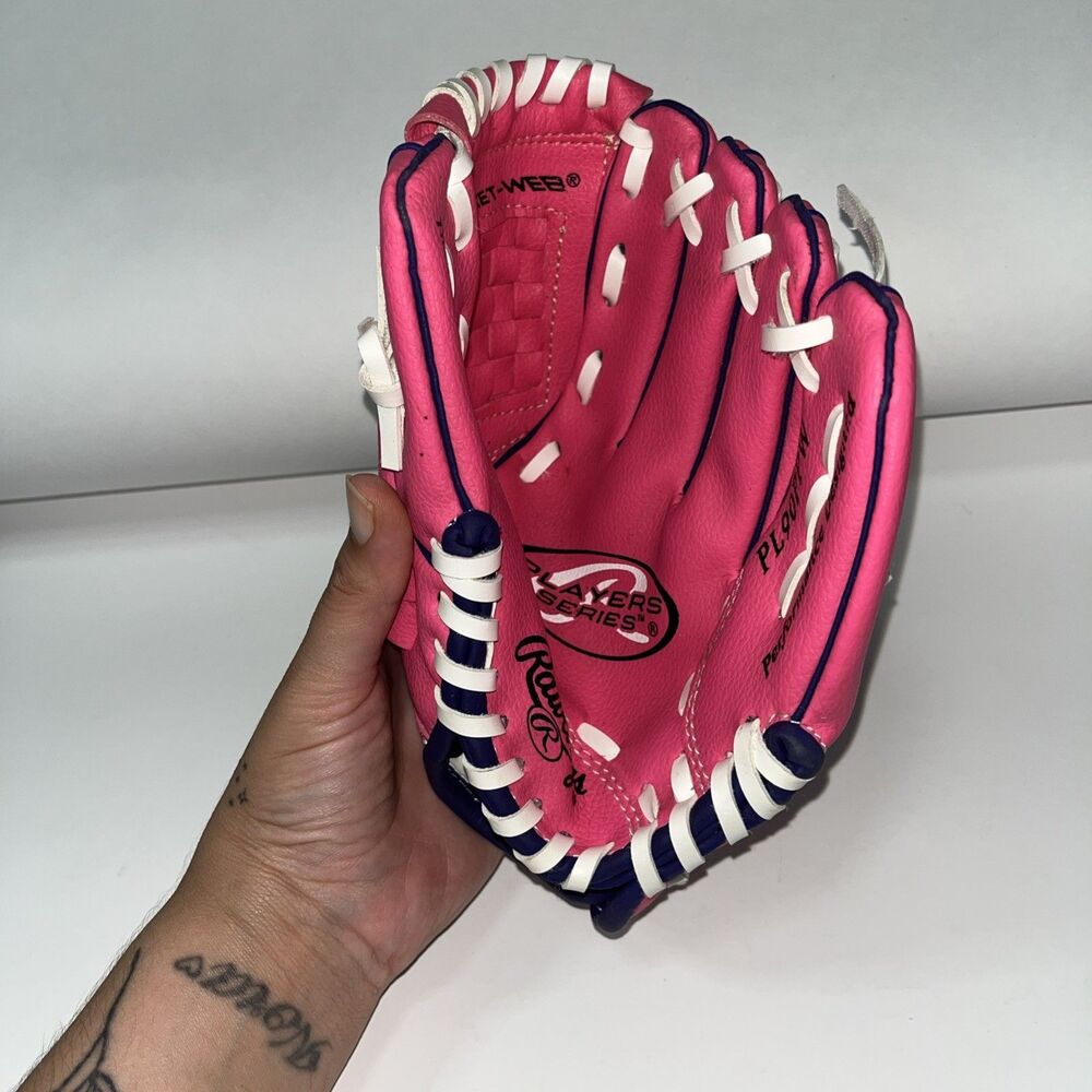 RAWLINGS Player Series 9” Kids Youth Tee Ball Glove PL90PPW Pink RHT Excellent!